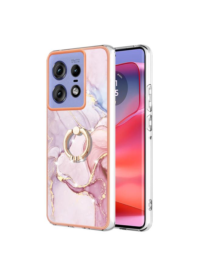 S-TOP Case For Motorola Edge 50 Pro Electroplating Marble IMD TPU Phone Case with Ring Holder - Image 1