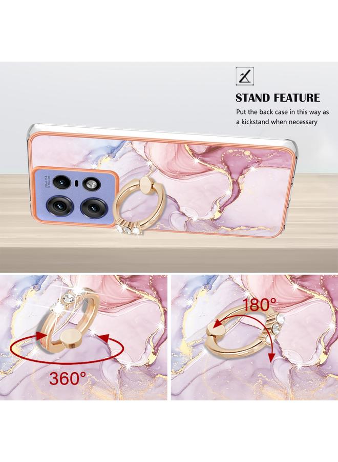 S-TOP Case For Motorola Edge 50 Pro Electroplating Marble IMD TPU Phone Case with Ring Holder - Image 3