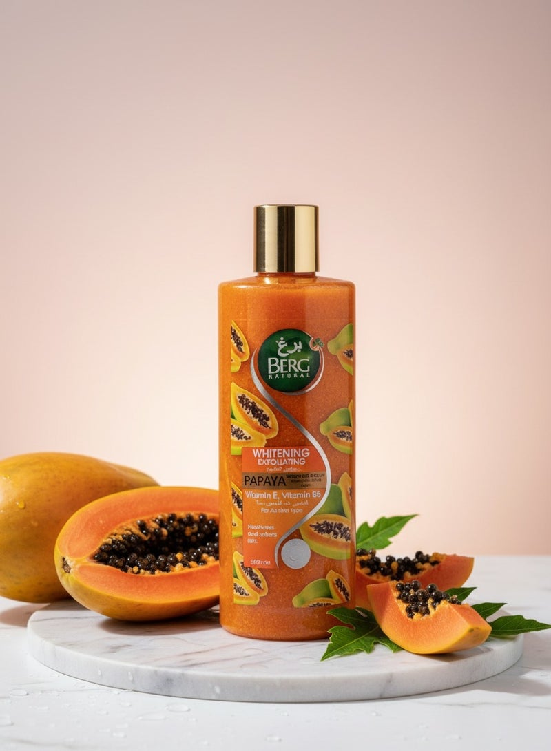 بيرغ 1. جل استحمام ومقشر بيرج الطبيعي المُشرق بخلاصة البابايا - فيتامين ب₆ وفيتامين هـ لبشرة ناعمة وطرية (500 مل) - Image 1