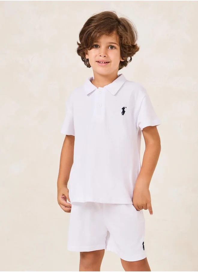 ستايلي Embroidery Polo T-Shirt and Shorts Set