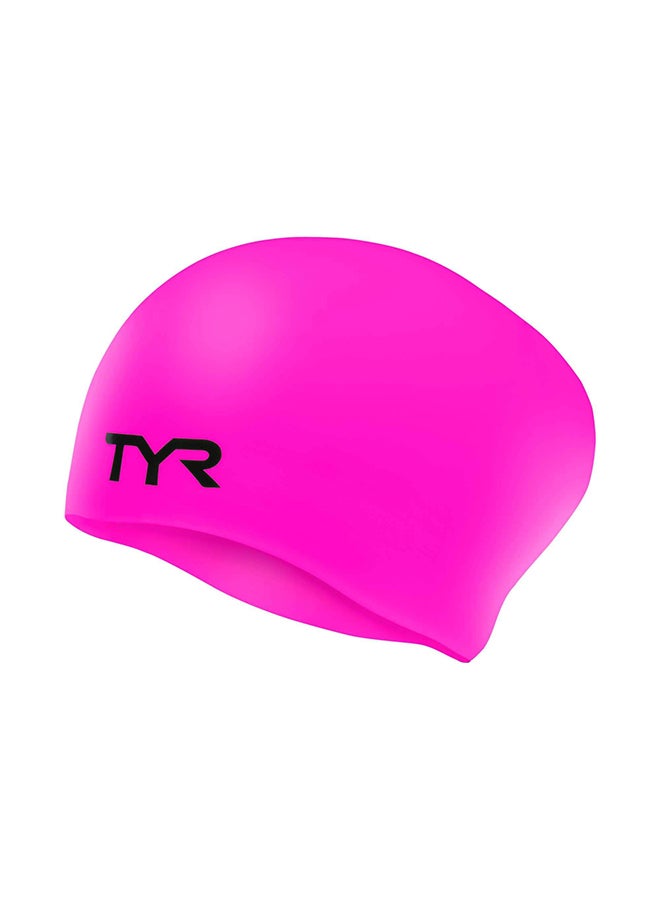 TYR Long Hair Wrinkle Free Silicone Swim Cap (Pink) - Image 1