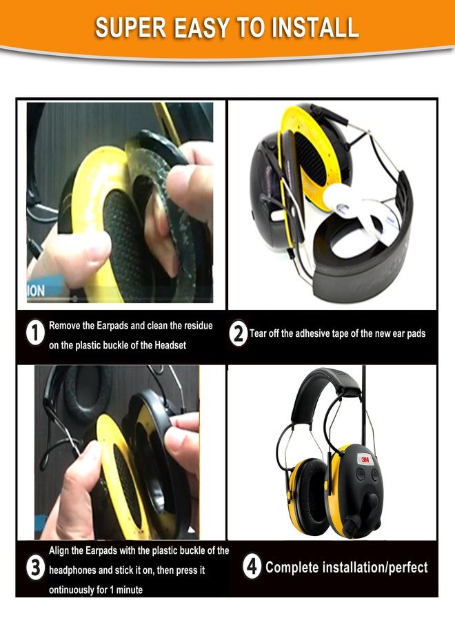 defean 4 × وسادات أذن - وسادات أذن بديلة من الفوم متوافقة مع 3M WorkTunes (90543، 90544، 90542، 90541) / واقي السمع Peltor Range Guard Connect (سلسلة EM042/033/037)  - Image 4