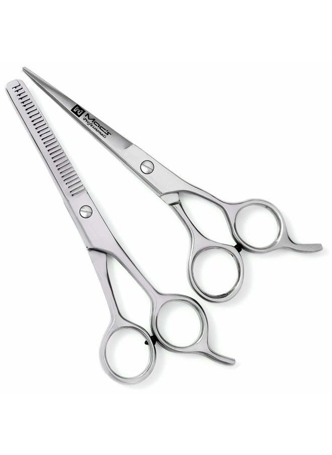 MacRazors Products Macs Razor Products Professional Barber Scissor Hair Cutting Scissors 6" and Texturizing /Thinning Shears 6" Scissors Set with Free Black Bonded Leather Case-206  - Image 1