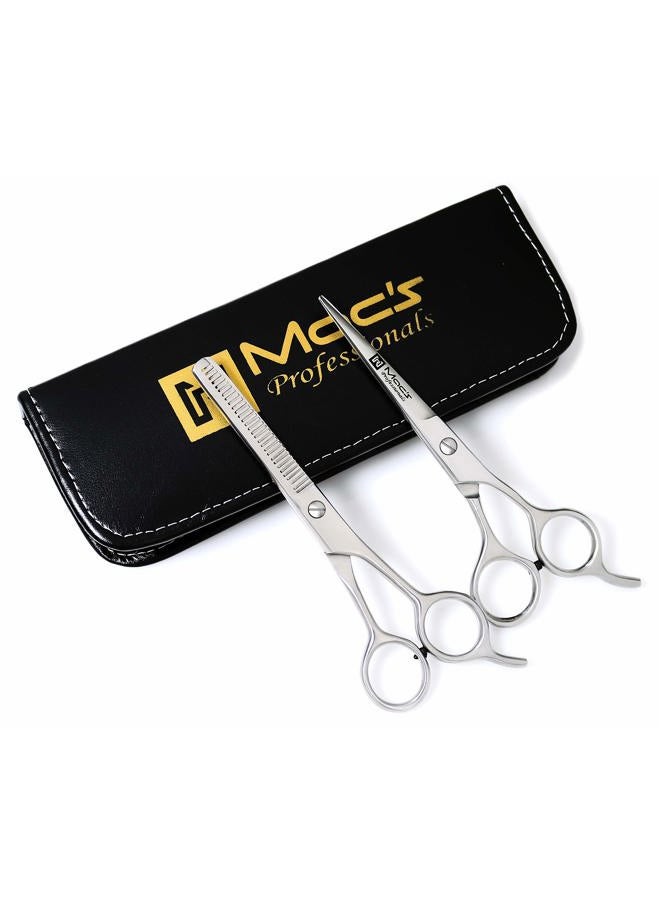 MacRazors Products Macs Razor Products Professional Barber Scissor Hair Cutting Scissors 6" and Texturizing /Thinning Shears 6" Scissors Set with Free Black Bonded Leather Case-206  - Image 2