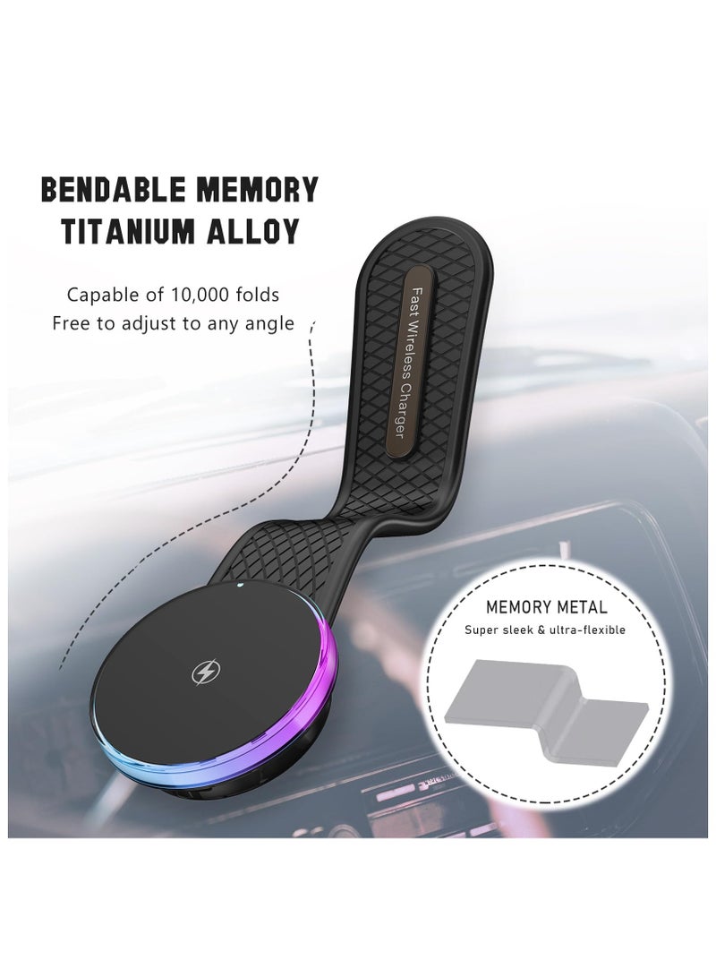 SYOSI for Mag-safe Car Mount Charger 15W, Magnetic Car Phone Holder, Fast Charging, Compatible for iPhone 15, 14, 13, 12 Pro Plus Max, Bendable Memory Titanium Alloy for Dashboard, Windshield, Touchscreen - Image 3