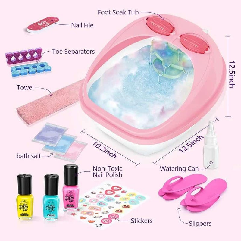 KIDIIG Kids Foot Spa Toy Massaging Foot Soak Tub for Girls Manicure Pedicure Art Salon Spa Party Supplies Christmas Birthday Gift - Image 2