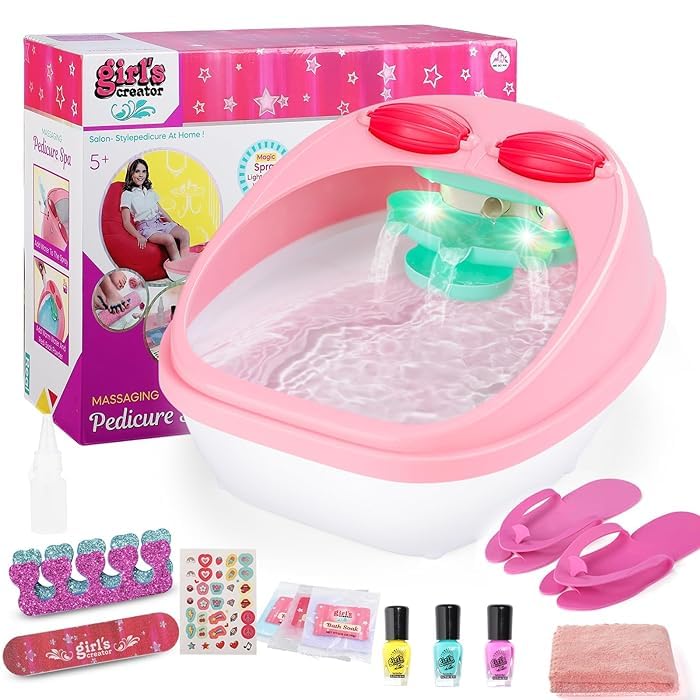 KIDIIG Kids Foot Spa Toy Massaging Foot Soak Tub for Girls Manicure Pedicure Art Salon Spa Party Supplies Christmas Birthday Gift - Image 1