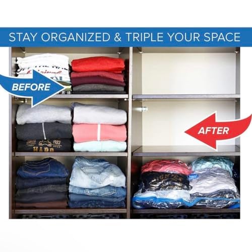 Kitchen Bloom Compression Storage Bags, 5 Pack Large+Medium+Small Sizes, Vacuum Sealing for Clothes Storage, Bedding, Comforters, Blankets | Airtight Reusable ziplock Bag with Travelling Hand Pump - Image 2