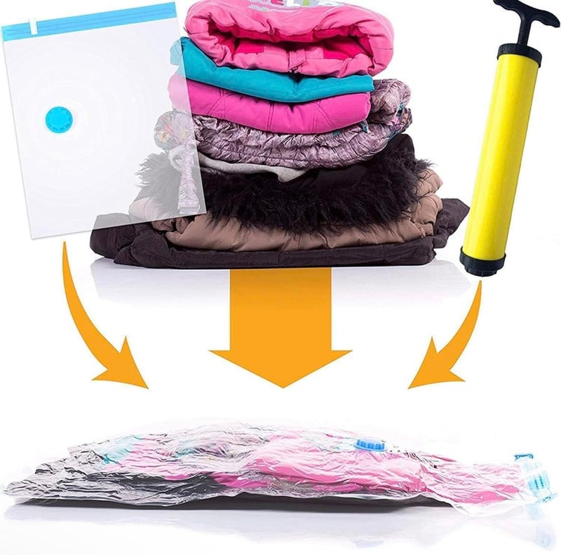 Kitchen Bloom Compression Storage Bags, 5 Pack Large+Medium+Small Sizes, Vacuum Sealing for Clothes Storage, Bedding, Comforters, Blankets | Airtight Reusable ziplock Bag with Travelling Hand Pump - Image 4