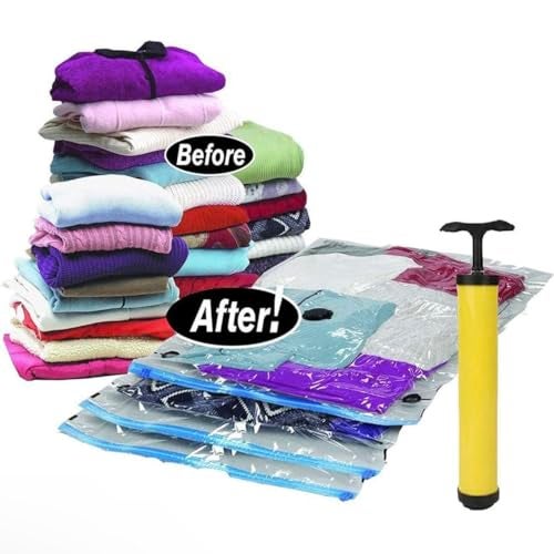 Kitchen Bloom Compression Storage Bags, 5 Pack Large+Medium+Small Sizes, Vacuum Sealing for Clothes Storage, Bedding, Comforters, Blankets | Airtight Reusable ziplock Bag with Travelling Hand Pump - Image 3