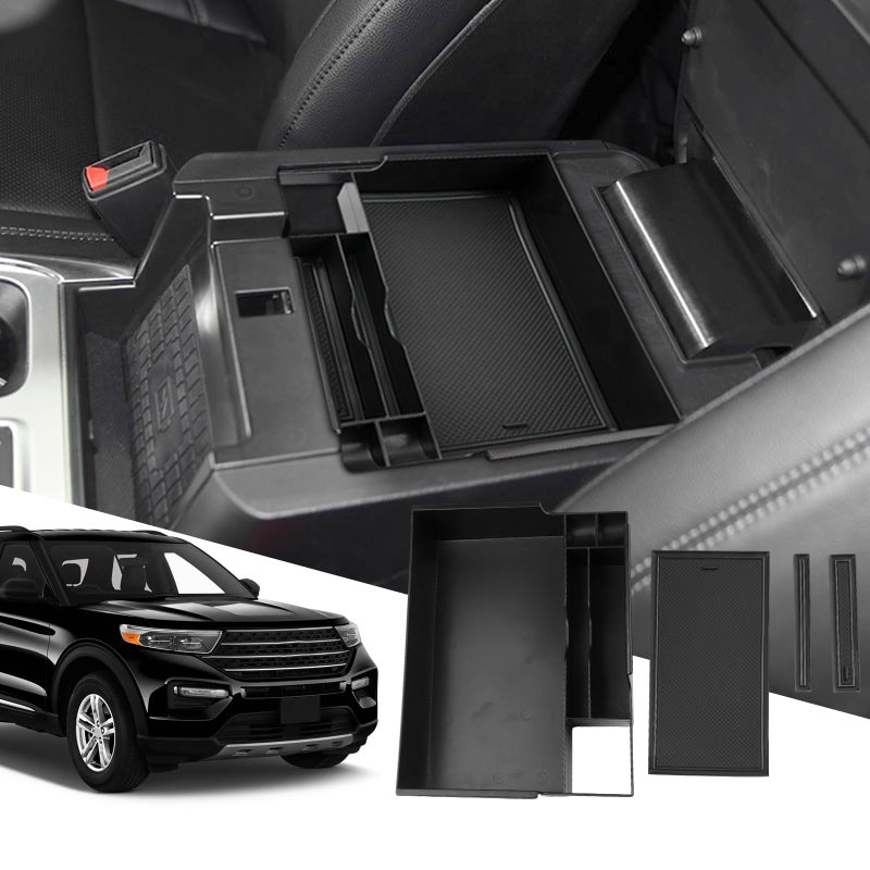 SXCY for 2025 2024 20202023 Ford Explorer Center Console Organizer for Ford Explorer 20202025 Accessories Console Tray for 20232025 Ford Explorer Console Organizer 2025 Explorer Accessories Black