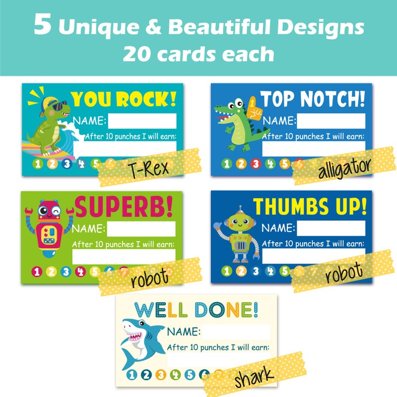 Gooji Behavior Punch Cards for Kids Classroom, 2x3.5 School Homeschool, or Smart Behavior Chart Reward System for Teacher Student, Fun Loyalty, Motivation Incentive,100 Pack - Image 3
