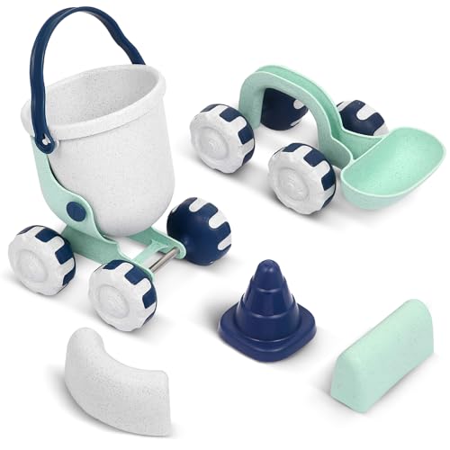 Asweets Beach Sand Toy Set Include Shovel Bucket and Sandcastle Mold Organic Green Plastic Travel Beach Sand Toys for KidsIdeal Gift for Boys and Girls - Image 1