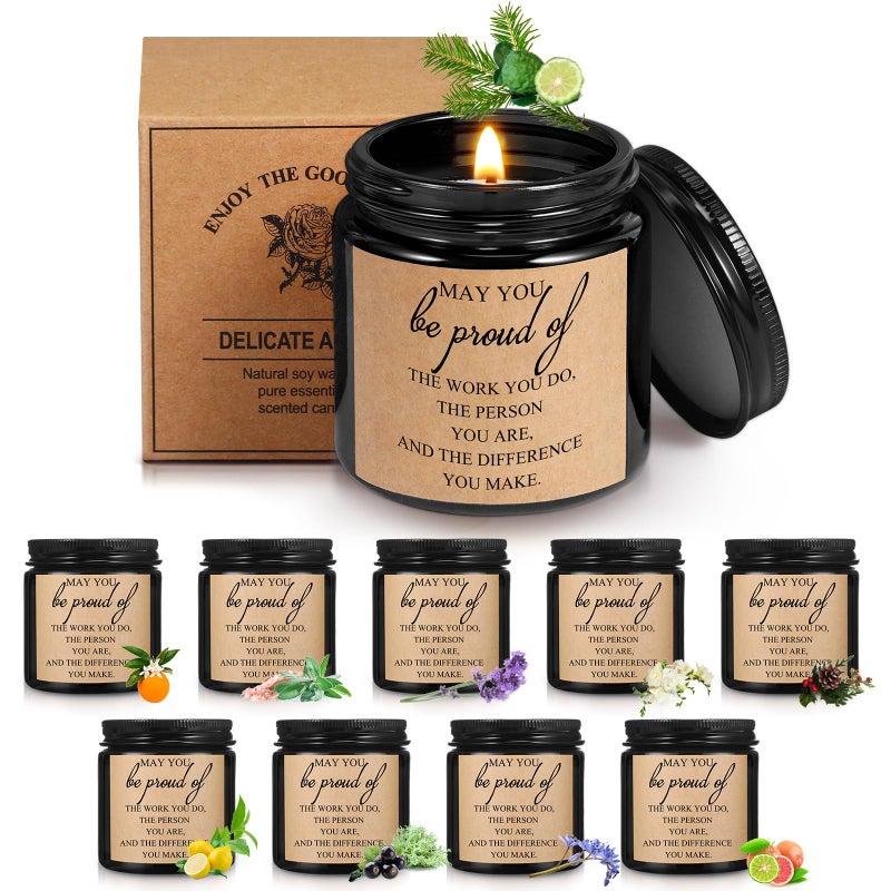 Fumete 10 Pcs Jars Scented Soy Candles 35 oz May You Be Proud of The Difference Candles Team Thank You Gifts for Employee Appreciation Gifts Coworker Vet Tech Nurse TeachersBlackProud