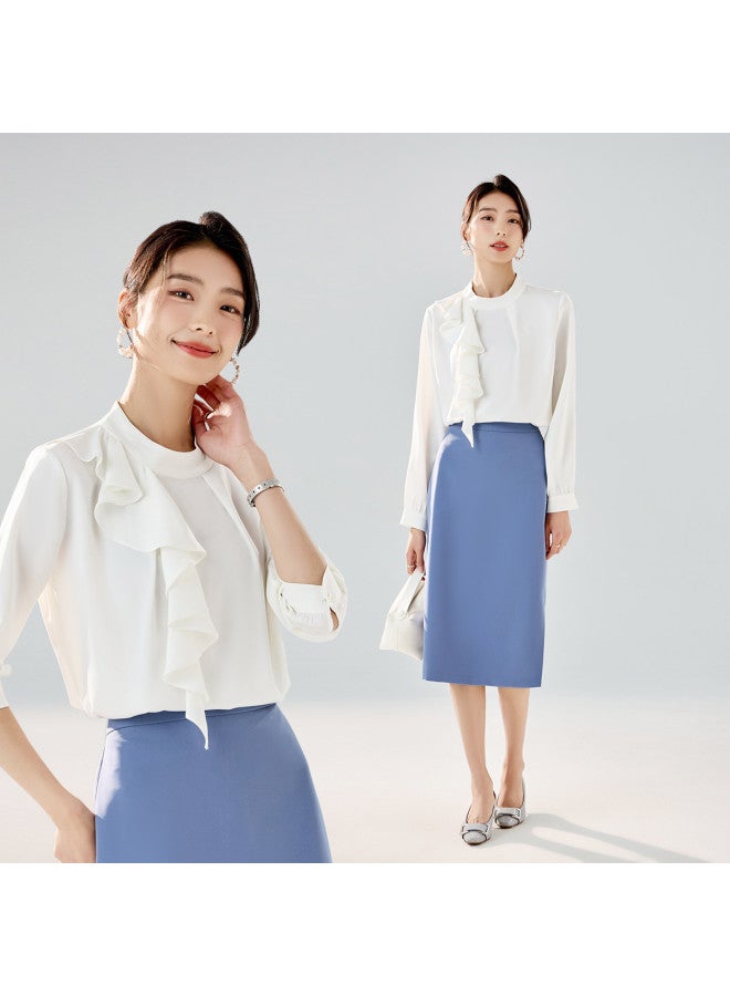 ROMON Women'S Long Sleeve Shirt, Elegant And Simple Business Casual Pullover Shirt For Women - Image 3