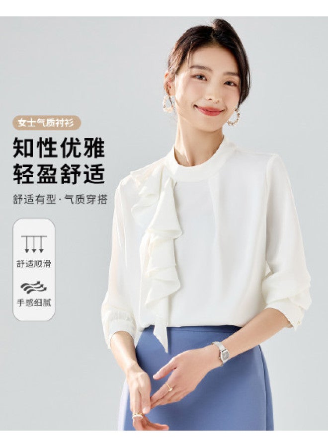 ROMON Women'S Long Sleeve Shirt, Elegant And Simple Business Casual Pullover Shirt For Women - Image 1