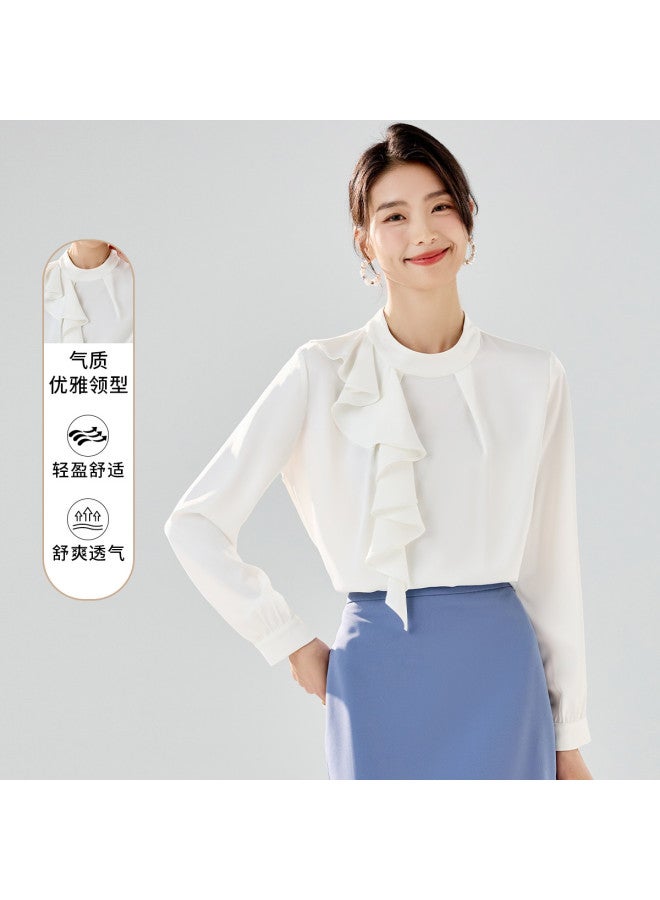 ROMON Women'S Long Sleeve Shirt, Elegant And Simple Business Casual Pullover Shirt For Women - Image 4