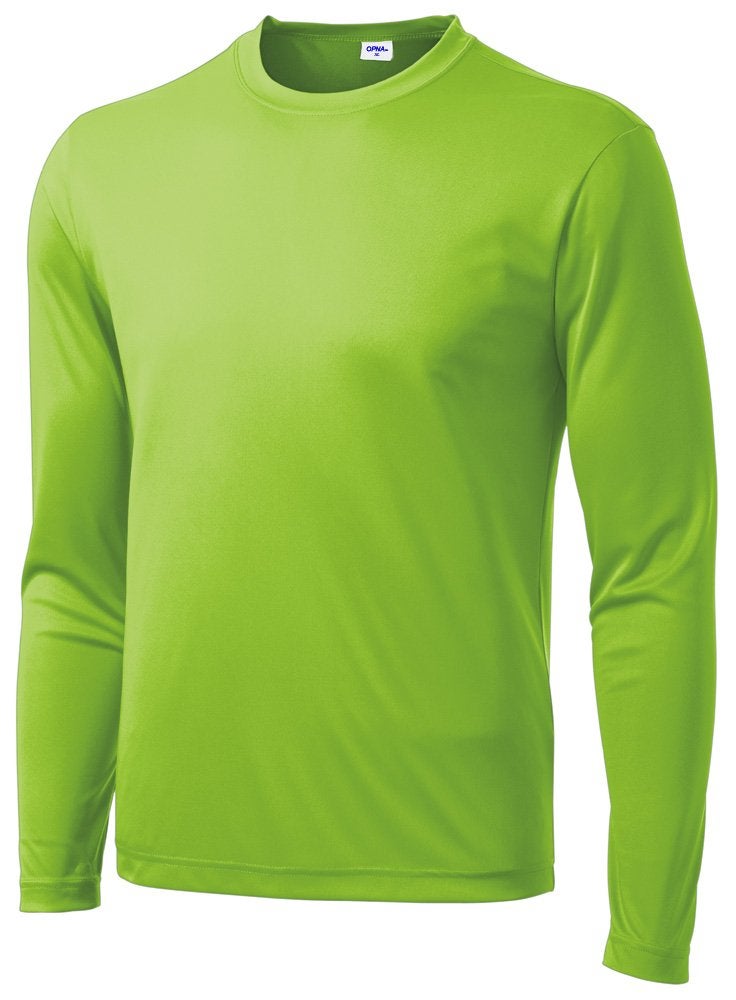 Opna Men's Long Sleeve Moisture Wicking Athletic Shirts, Dry Fit Long Sleeve UV Protection Shirts Men for Workout, Running, Hiking Lime - Image 1