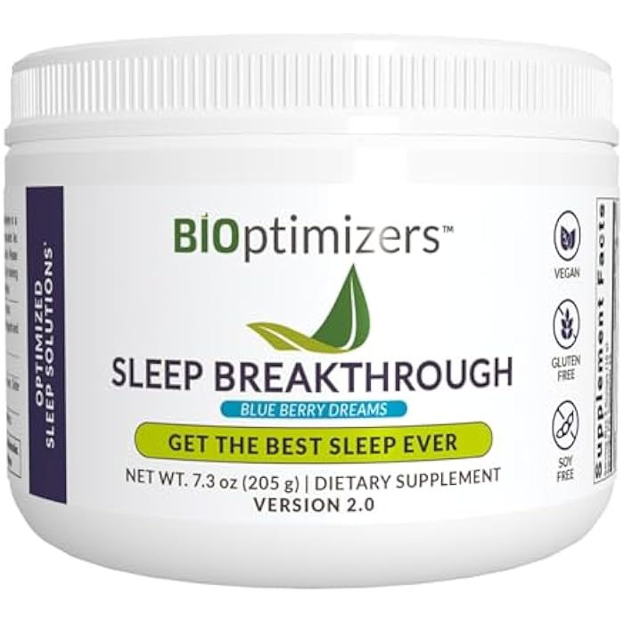 BIOptimizers Sleep Breakthrough 2.0 – Natural Support Supplement | Calming Relief Aid Adults | Non Habit Forming | 202.5 g Powder Blue Berry Dreams - Image 1