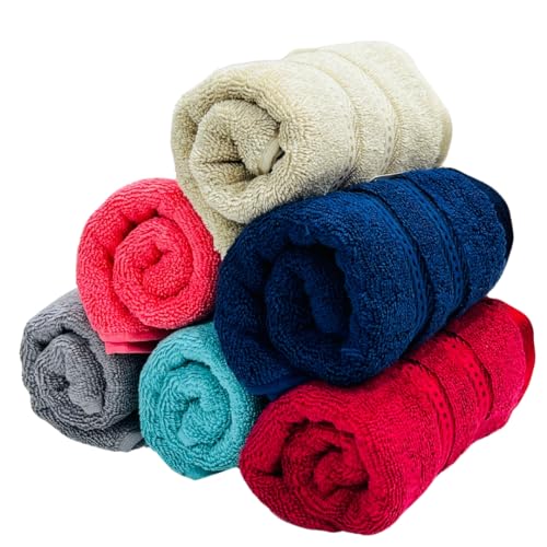 STAMIO Cotton 575 GSM Hand Towel Set of 6, 40 X 60 cm for Men, Women, Home Use, Gym, Wash Basin | Soft, Absorbent, Quick Dry, Full Size Large | Multicolor - Image 4