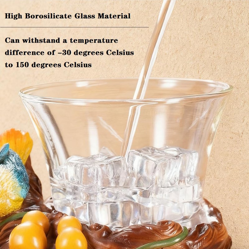 ZPGXLRZ Lazy Kungfu Glass Tea Set Heat Resistant Semi Automatic Drip Rotating with Infuser Magnetic Teapot Set for Gongfu Tea Making Ideal (Gourd Bird) - Image 4
