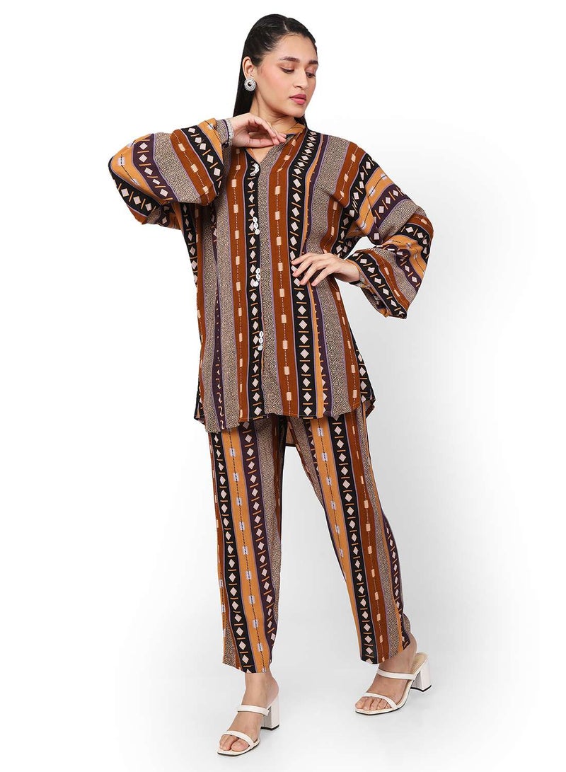 HANA & SARA PRINTED VISCOSE CASUAL ELEGANT CO-ORD SET FOR WOMENS DRESS - Image 4