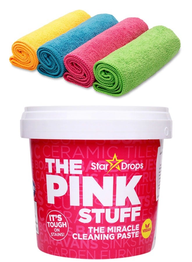 THE PINK STUFF The Pink Stuff Multipurpose Cleaning 850g Paste and 4 Pcs multi colour Microfiber cloth 30x30 size - Image 1
