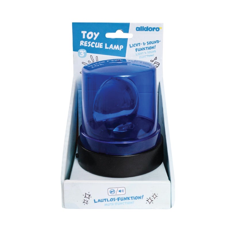 alldoro Toy Rescue Blue Light with Sound and Silent Mode | Rotating Light | Realistic Siren | Compact 9.5x9.5x10.8cm | Roleplay Toy for Kids Age 3+ - Image 1