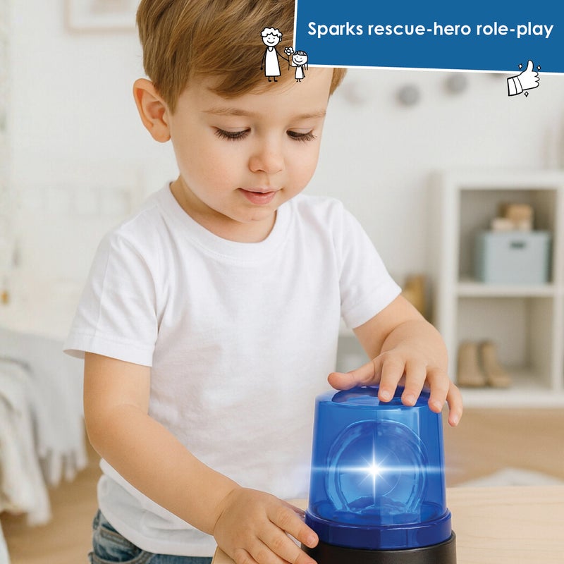 alldoro Toy Rescue Blue Light with Sound and Silent Mode | Rotating Light | Realistic Siren | Compact 9.5x9.5x10.8cm | Roleplay Toy for Kids Age 3+ - Image 5