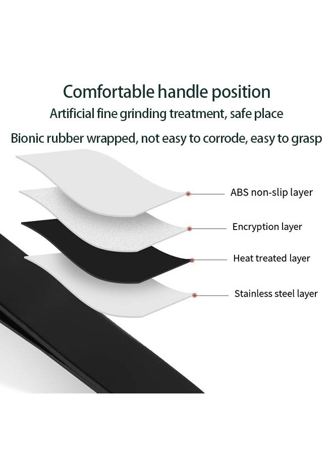 7-Piece Professional Stainless Steel Tweezers with Curved Scissors Best Precision for Eyebrows Splinter and Ingrown Hair Removal with Leather Travel Case - Image 2