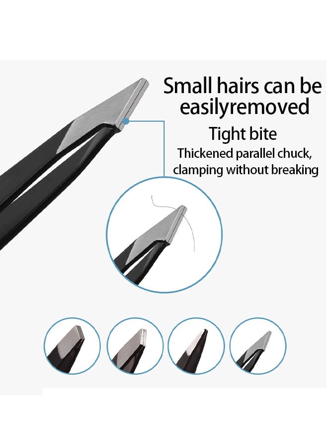 7-Piece Professional Stainless Steel Tweezers with Curved Scissors Best Precision for Eyebrows Splinter and Ingrown Hair Removal with Leather Travel Case - Image 3