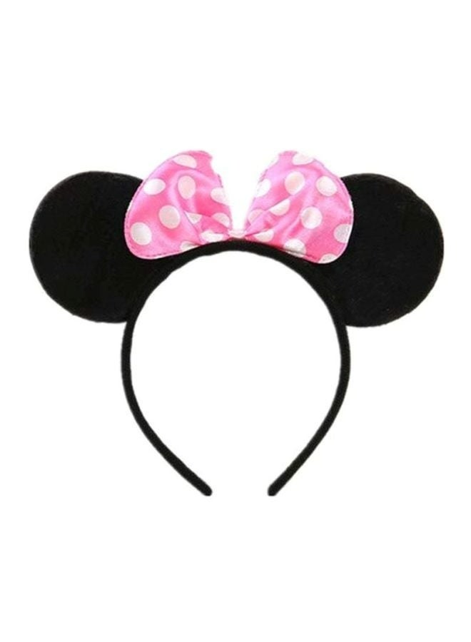 2PCS Minnie Mouse Ear Headband Set Cute Bow Design Soft Fabric Comfortable Fit For Girls Women Kids Birthday Party Halloween Disney Theme Park Travel Cosplay Daily Wear Black Pink And Black Red - Image 2