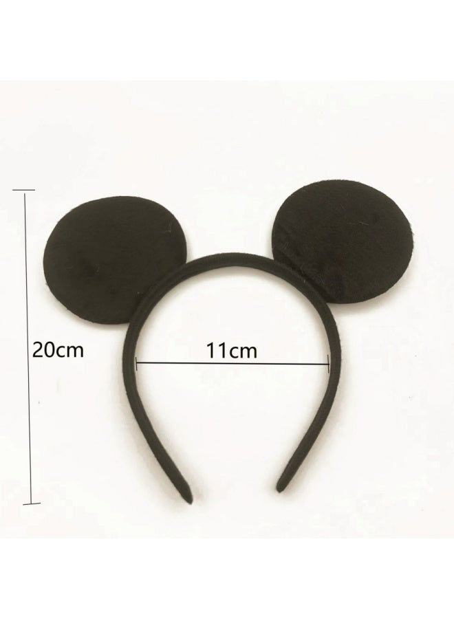 2PCS Minnie Mouse Ear Headband Set Cute Bow Design Soft Fabric Comfortable Fit For Girls Women Kids Birthday Party Halloween Disney Theme Park Travel Cosplay Daily Wear Black Pink And Black Red - Image 5