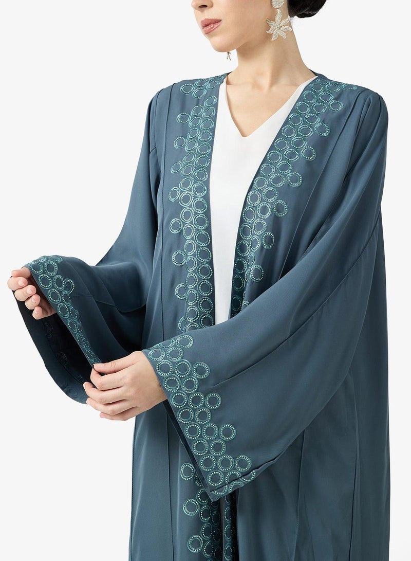 hayas closet Embroidered Abaya With Sheila - Image 4