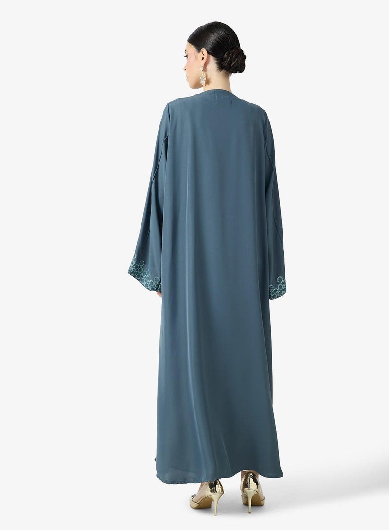 hayas closet Embroidered Abaya With Sheila - Image 5