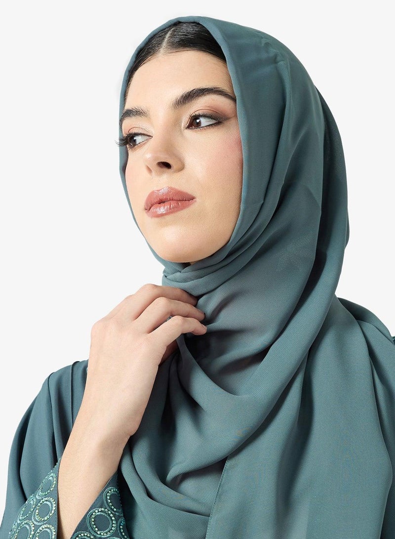 hayas closet Embroidered Abaya With Sheila - Image 3
