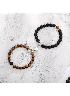 نيبمينينت Europe And The United States New Magnet Suction Tiger Eye Stone Frosted Lovers Natural Bracelet Set 