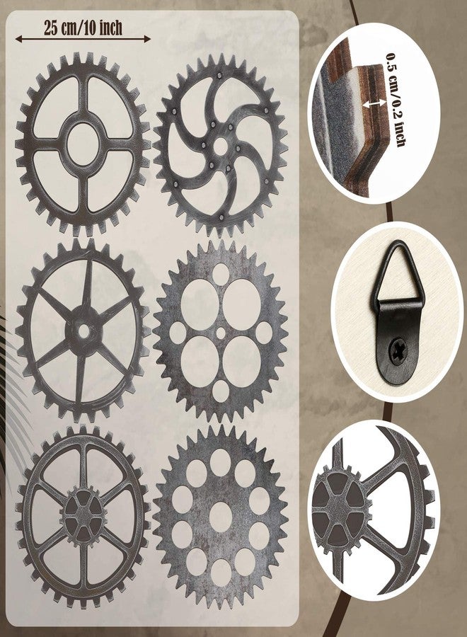 يوليجو ٦ قطع ديكور حائط خشبي على طراز ستيمبانك، تروس ستيمبانك، ديكور حائط صناعي، مجموعة تروس خشبية عتيقة مقاس ١٠ بوصات، ديكور حائط معلق على طراز المزرعة، مناسب لعيد الميلاد، ديكور حائط منزلي، ديكور بار، فن وحرف يدوية - Image 3