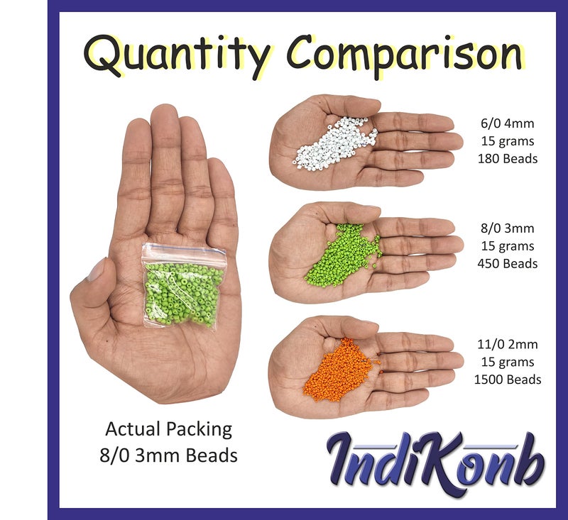 INDIKONB 40 Colors 2 mm Seed Beads Jewellery Making Material - Includes Small Multicolor Seed Beads & Nylon Wire Thread (2 mm - 11/0, 40 Colours) - Image 4
