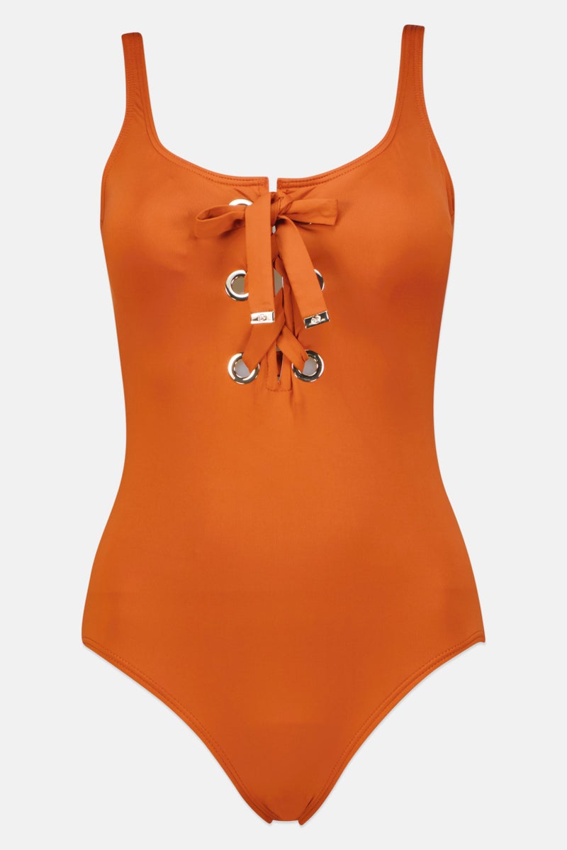 Michael Kors Women Padded One Piece Textured Swimwear, Brown  - Image 1