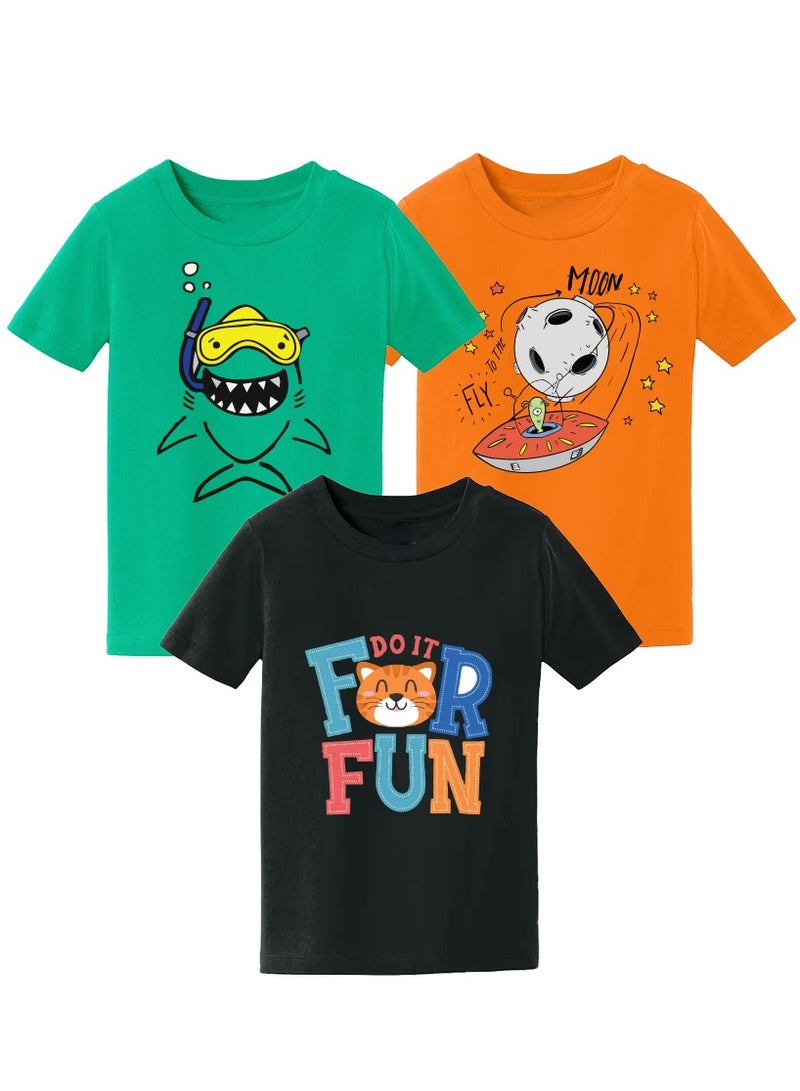 برينت شوب فور مي تي شيرت متعدد الألوان بتصميم مطبوع للأولاد من Kids - تي شيرت عصري بأكمام قصيرة - قميص يومي كاجوال للأطفال - ألوان متنوعة - Image 1
