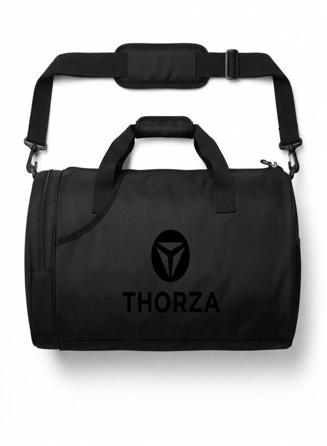 Thorza Gym Bag for Women & Men – Compact Water-Resistant Duffel Bag for Fitness, Workout, Travel & Yoga with Adjustable Shoulder Strap and Multi-Pocket Storage – Black - Image 1