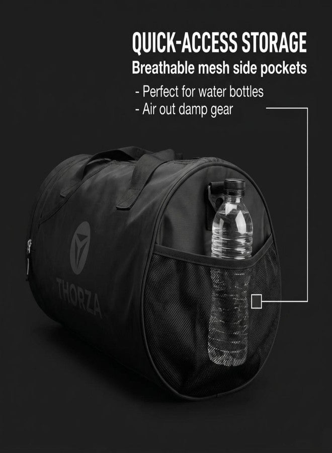Thorza Gym Bag for Women & Men – Compact Water-Resistant Duffel Bag for Fitness, Workout, Travel & Yoga with Adjustable Shoulder Strap and Multi-Pocket Storage – Black - Image 5