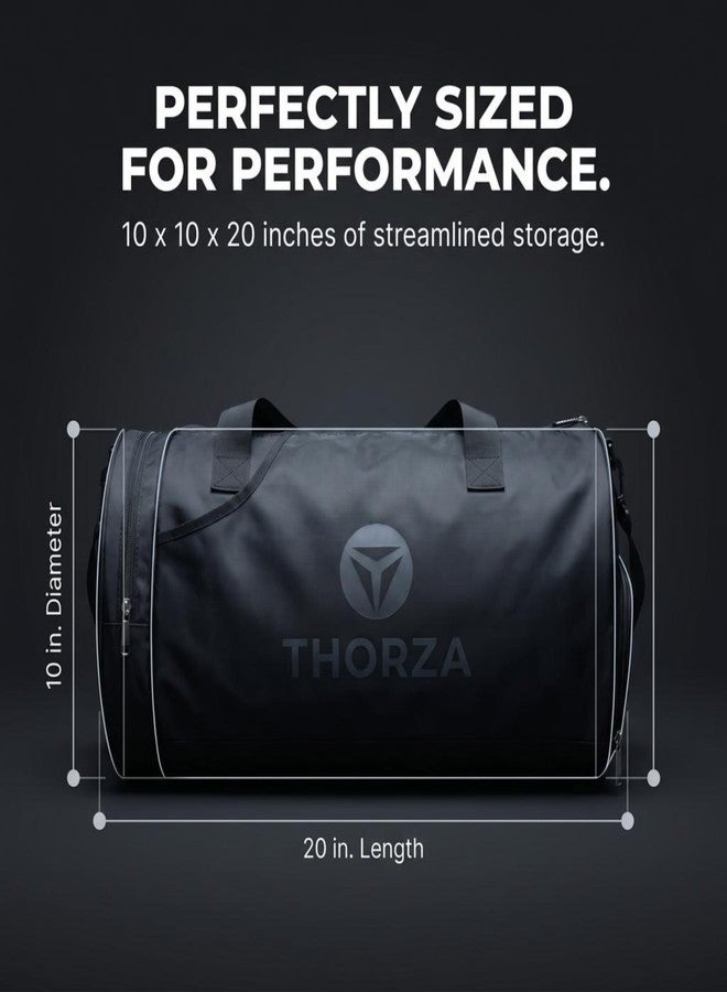 Thorza Gym Bag for Women & Men – Compact Water-Resistant Duffel Bag for Fitness, Workout, Travel & Yoga with Adjustable Shoulder Strap and Multi-Pocket Storage – Black - Image 2