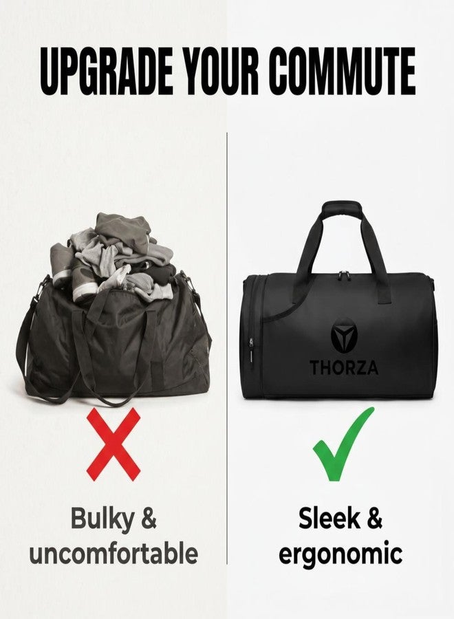 Thorza Gym Bag for Women & Men – Compact Water-Resistant Duffel Bag for Fitness, Workout, Travel & Yoga with Adjustable Shoulder Strap and Multi-Pocket Storage – Black - Image 4