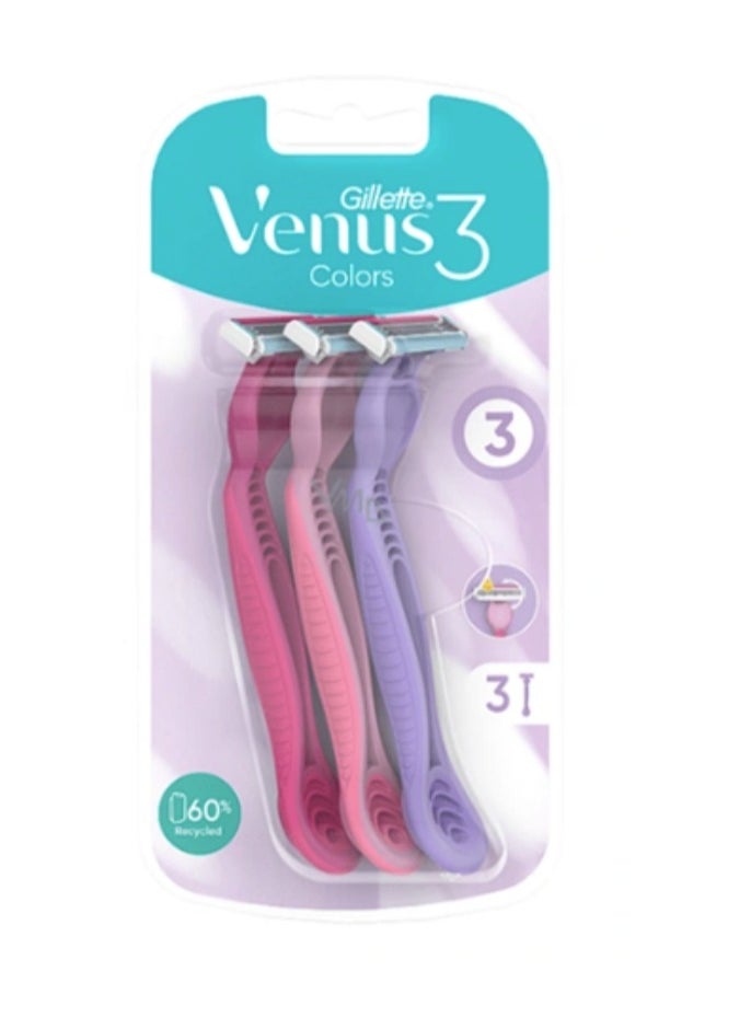 Venus Gillette Venus 3 Disposable Razors, 3 Pack Multi Color Multi Color  - Image 2