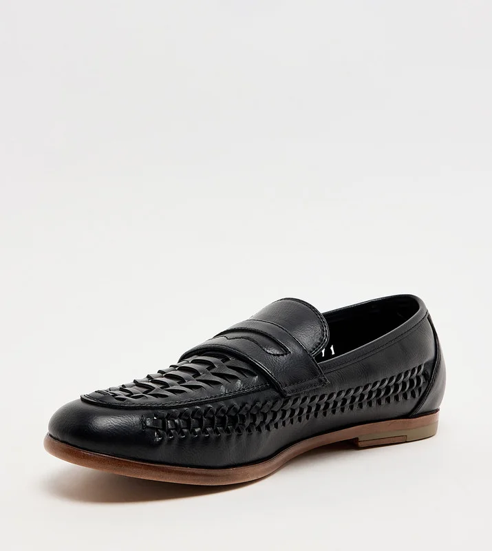ستيف مادن M Josten Black Men's Slip On Dress Shoes