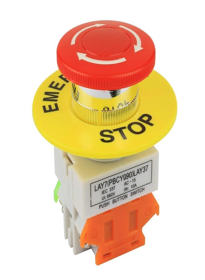 MEETOOT 2pcs Emergency Stop Push Button Switch AC 660V 10A Red Mushroom Cap 1NO 1NC DPST Switch Equipment Lift Elevator Latching Self Lock 22mm Mounting Hole LAY37-11ZS - Image 5