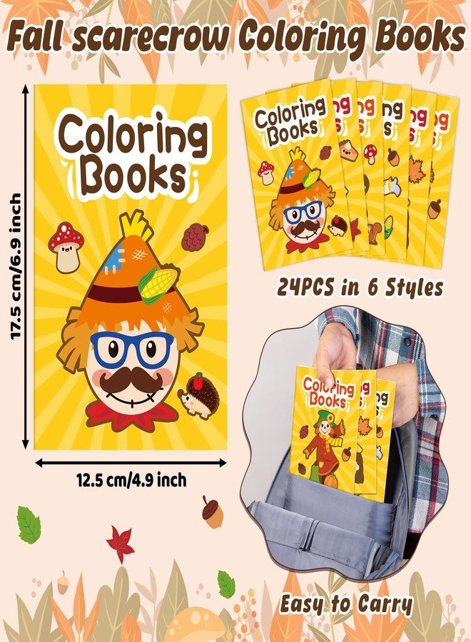 JAPBOR Fall Scarecrow Coloring Books - 24PCS Mini Autumn Scarecrows Color Book Bulk for Kids Party Favors, Thanksgiving Rustic Small Colouring Pages for Birthday Gifts Class Drawing Painting Game - Image 2