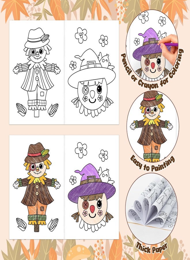 JAPBOR Fall Scarecrow Coloring Books - 24PCS Mini Autumn Scarecrows Color Book Bulk for Kids Party Favors, Thanksgiving Rustic Small Colouring Pages for Birthday Gifts Class Drawing Painting Game - Image 4